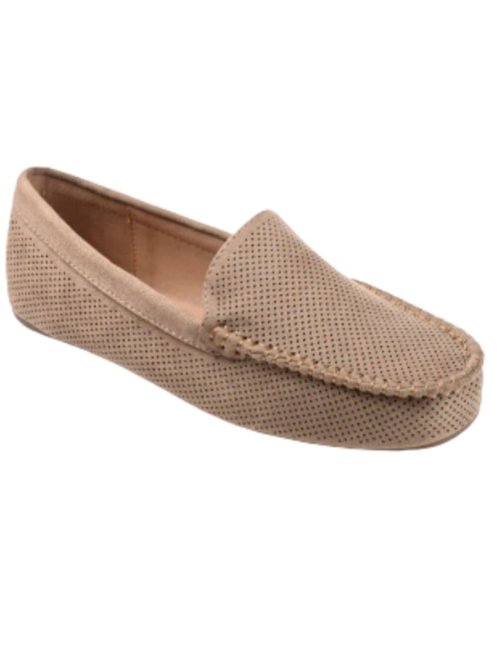 NWOB Journee Collection HALSEY MOC TOE LOAFER FLATS IN FAUX SUEDE TAUPE SIZE 9